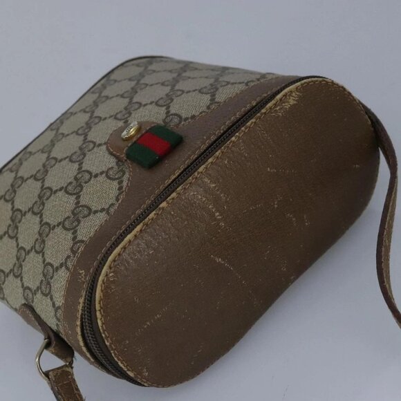GUCCI GG Supreme Web Sherry Line Shoulder Bag PVC Beige Red - Picture 6 of 15
